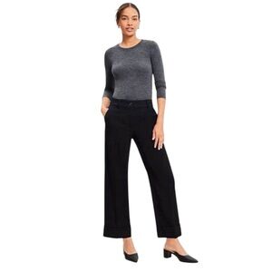 LOFT Laura Black Linen Lined Ankle Crop Cuffed Classic Trouser Pants Size 4